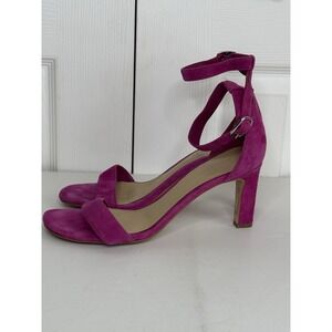 Marc Fisher Heels Fuchsia Pink Suede Open-Toe Sandals Stiletto Heel Sz 9